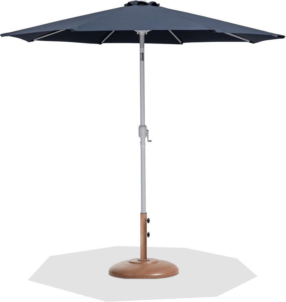 Meridian Furniture Fiji Outdoor Patio Umbrella with Teak Base Weather Resistant Polyester Uv Protection 55015Grey-BT