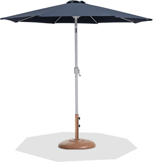 Meridian Furniture Fiji Outdoor Patio Umbrella with Teak Base Weather Resistant Polyester Uv Protection 55015Grey-BT