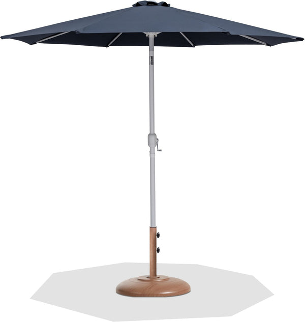 Meridian Furniture Fiji Outdoor Patio Umbrella with Teak Base Weather Resistant Polyester Uv Protection 55015Grey-BT