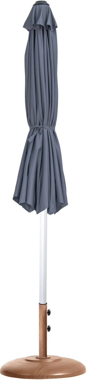 Meridian Furniture Fiji Outdoor Patio Umbrella with Teak Base Weather Resistant Polyester Uv Protection 55015Grey-BT