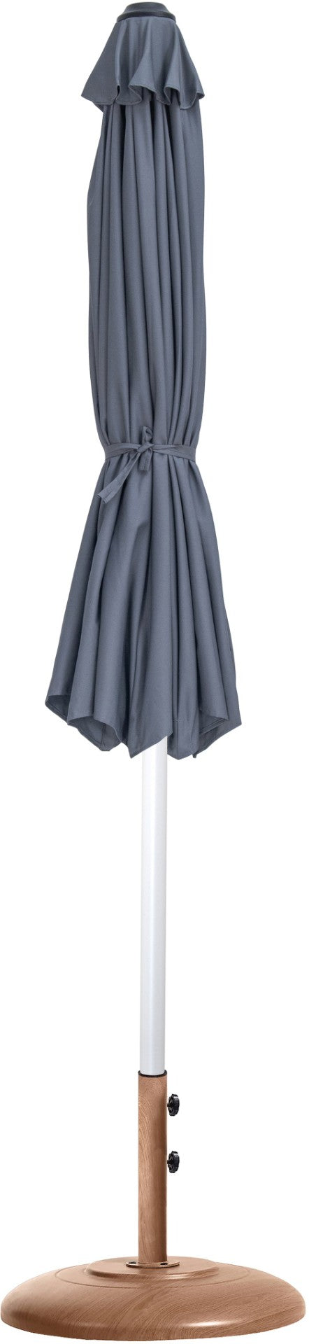 Meridian Furniture Fiji Outdoor Patio Umbrella with Teak Base Weather Resistant Polyester Uv Protection 55015Grey-BT