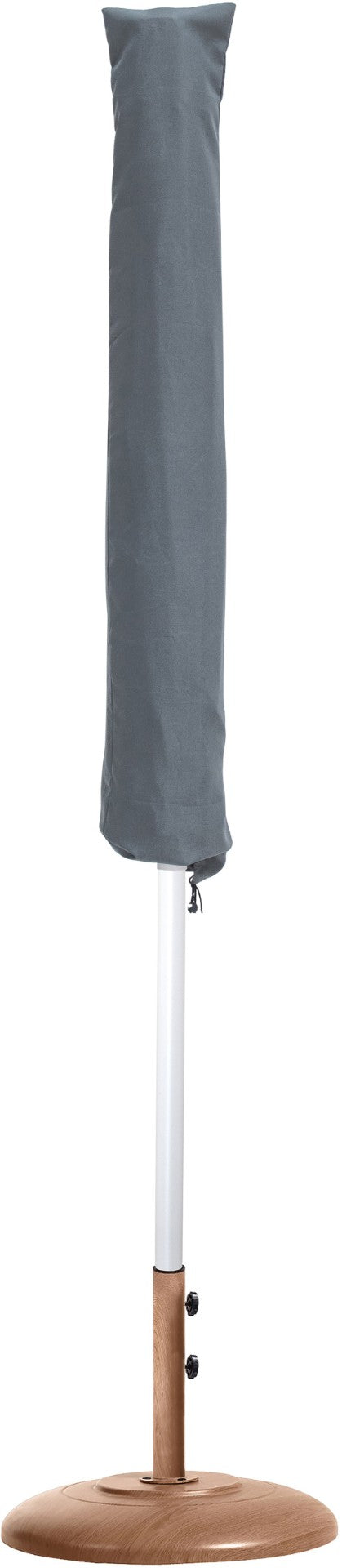 Meridian Furniture Fiji Outdoor Patio Umbrella with Teak Base Weather Resistant Polyester Uv Protection 55015Grey-BT