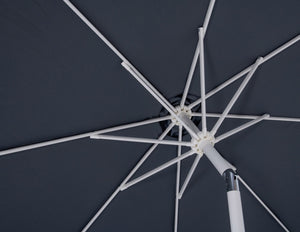 Meridian Furniture Fiji Outdoor Patio Umbrella with Teak Base Weather Resistant Polyester Uv Protection 55015Grey-BT