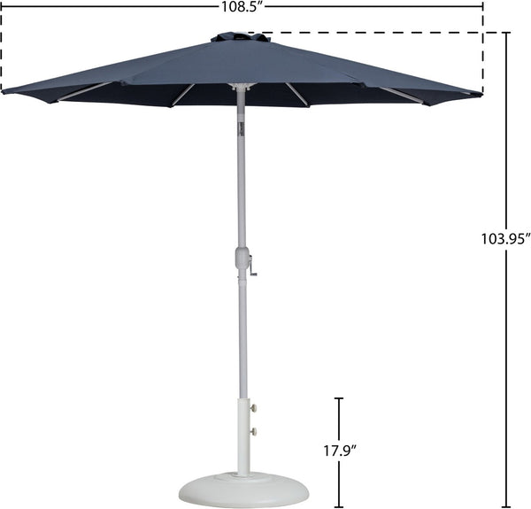 Meridian Furniture Fiji Outdoor Patio Umbrella with Base Water Resistant Polyester Canopy Aluminum Pole 55015Grey-BW