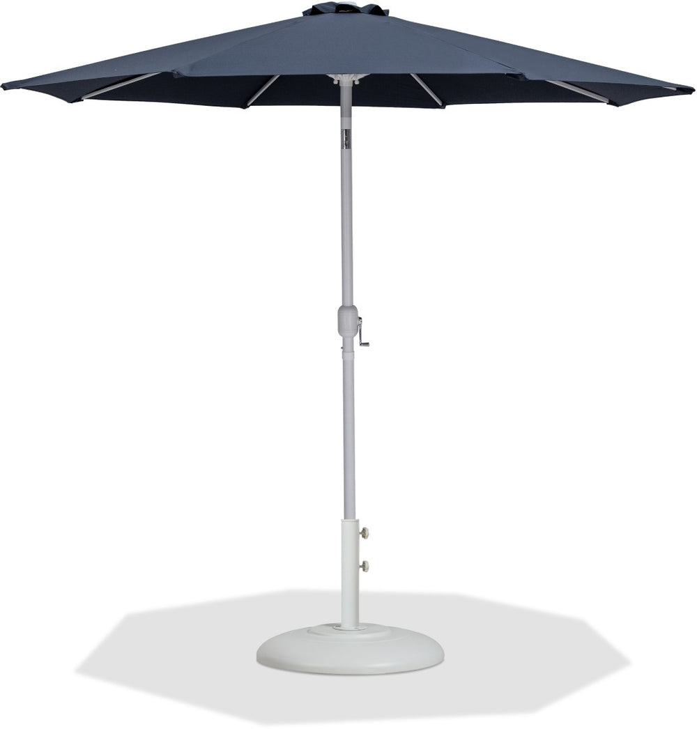 Meridian Furniture Fiji Outdoor Patio Umbrella with Base Water Resistant Polyester Canopy Aluminum Pole 55015Grey-BW