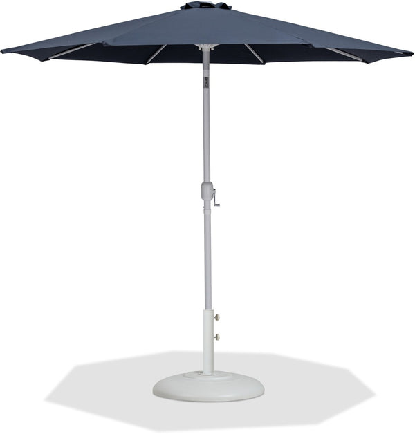 Meridian Furniture Fiji Outdoor Patio Umbrella with Base Water Resistant Polyester Canopy Aluminum Pole 55015Grey-BW