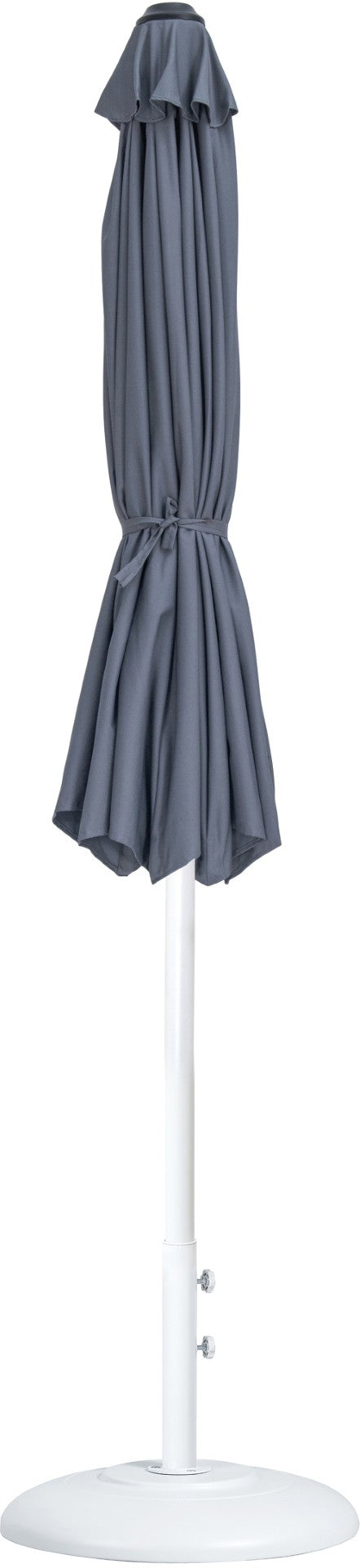 Meridian Furniture Fiji Outdoor Patio Umbrella with Base Water Resistant Polyester Canopy Aluminum Pole 55015Grey-BW