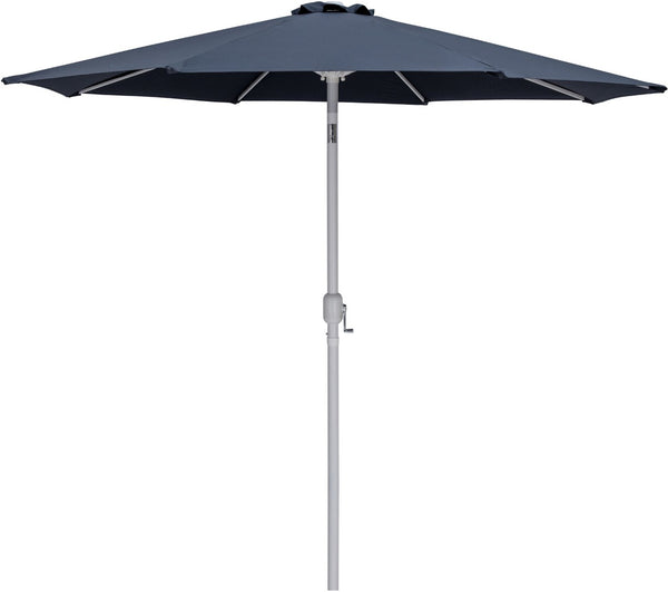 Meridian Furniture Fiji Outdoor Patio Umbrella with Base Water Resistant Polyester Canopy Aluminum Pole 55015Grey-BW