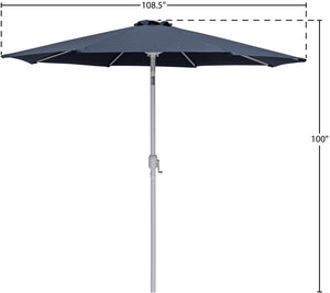 Meridian Furniture Fiji Outdoor Patio Umbrella with Uv Resistant Polyester Canopy and Teak Aluminum Pole Shade Grey 55015 55015Grey-U