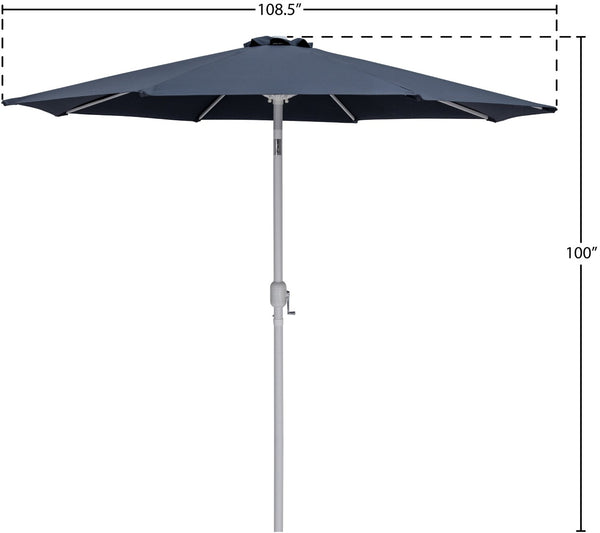 Meridian Furniture Fiji Outdoor Patio Umbrella with Uv Resistant Polyester Canopy and Teak Aluminum Pole Shade Grey 55015 55015Grey-U