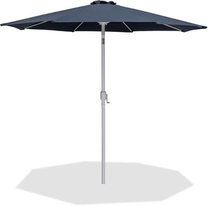 Meridian Furniture Fiji Outdoor Patio Umbrella with Uv Resistant Polyester Canopy and Teak Aluminum Pole Shade Grey 55015 55015Grey-U