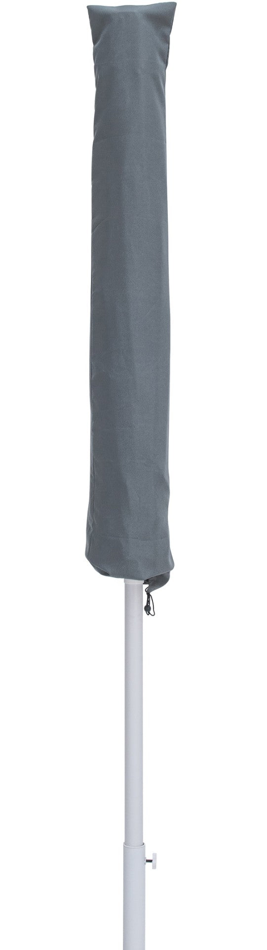 Meridian Furniture Fiji Outdoor Patio Umbrella with Uv Resistant Polyester Canopy and Teak Aluminum Pole Shade Grey 55015 55015Grey-U