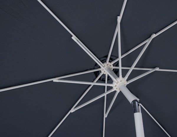 Meridian Furniture Fiji Outdoor Patio Umbrella with Uv Resistant Polyester Canopy and Teak Aluminum Pole Shade Grey 55015 55015Grey-U
