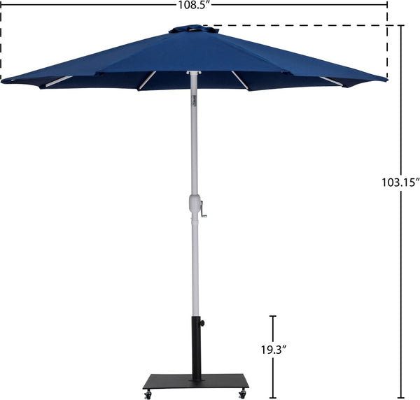 Meridian Furniture Fiji Outdoor Patio Umbrella with Base Set Uv Resistant Polyester Navy Canopy 55015Navy-AB