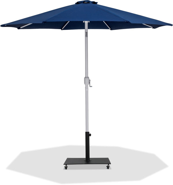 Meridian Furniture Fiji Outdoor Patio Umbrella with Base Set Uv Resistant Polyester Navy Canopy 55015Navy-AB