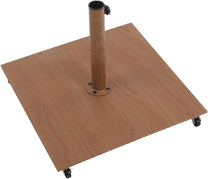Meridian Furniture Fiji Outdoor Patio Umbrella with Teak Rolling Base Uv Resistant Polyester Canopy 55015Navy-AT