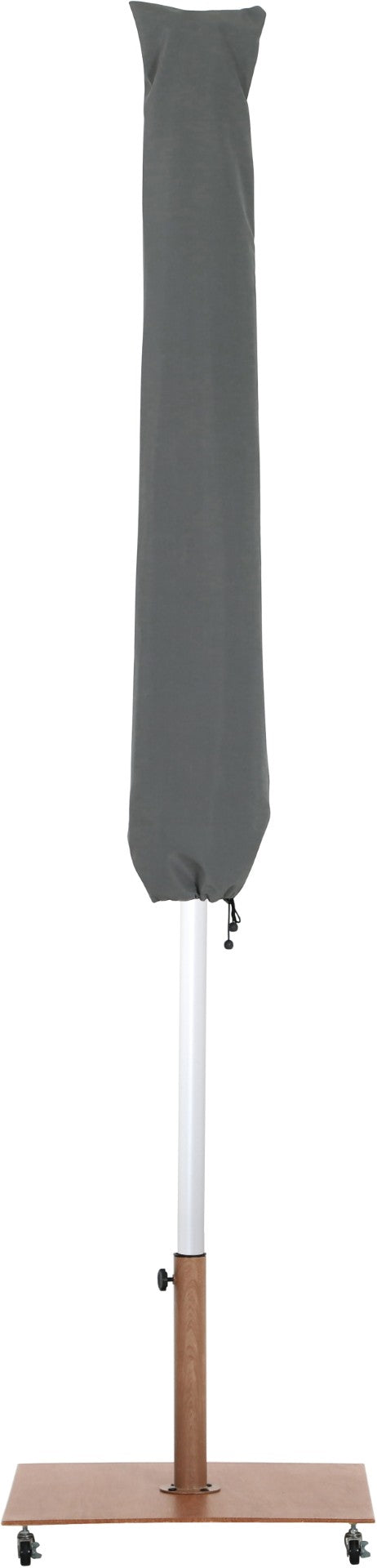 Meridian Furniture Fiji Outdoor Patio Umbrella with Teak Rolling Base Uv Resistant Polyester Canopy 55015Navy-AT