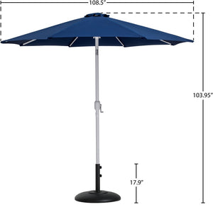 Meridian Furniture Fiji Outdoor Patio Umbrella with Base Water Resistant Uv Fade Proof Aluminum Pole 55015Navy-BB