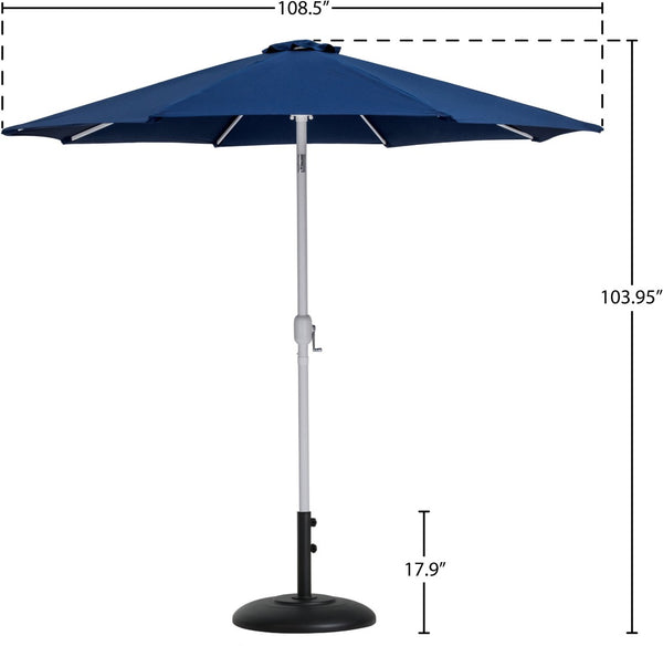Meridian Furniture Fiji Outdoor Patio Umbrella with Base Water Resistant Uv Fade Proof Aluminum Pole 55015Navy-BB