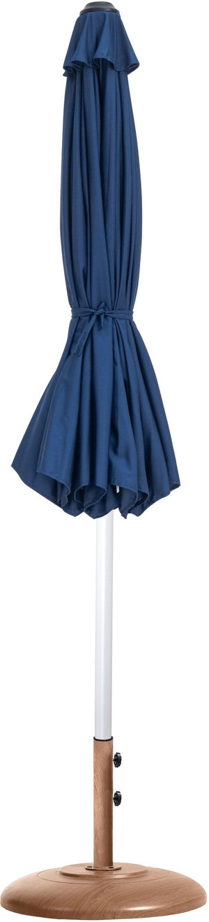Meridian Furniture Fiji Outdoor Patio Umbrella with Teak Base Navy Polyester Canopy Aluminum Pole 55015Navy-BT