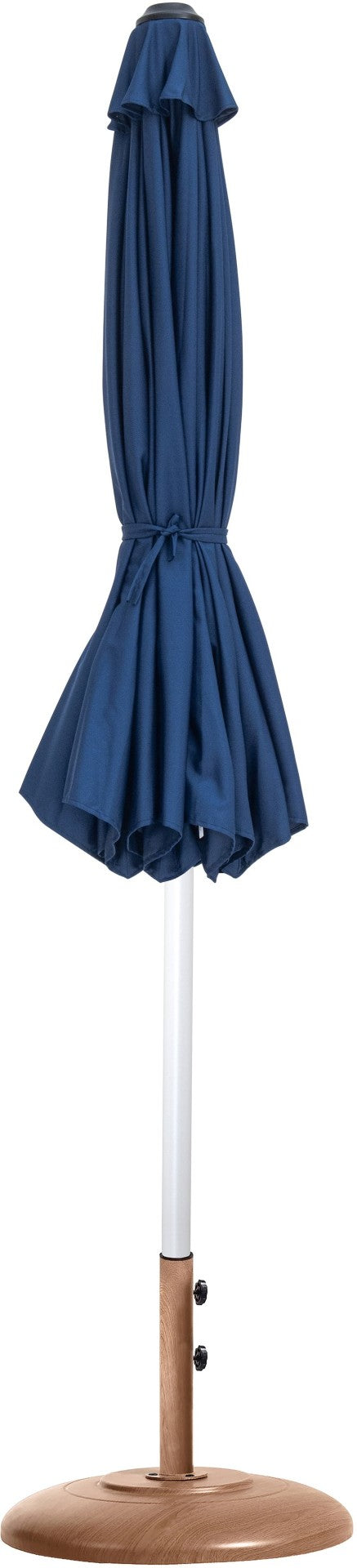Meridian Furniture Fiji Outdoor Patio Umbrella with Teak Base Navy Polyester Canopy Aluminum Pole 55015Navy-BT