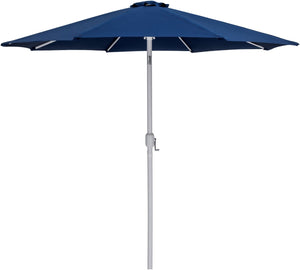Meridian Furniture Fiji Outdoor Patio Umbrella with Teak Base Navy Polyester Canopy Aluminum Pole 55015Navy-BT