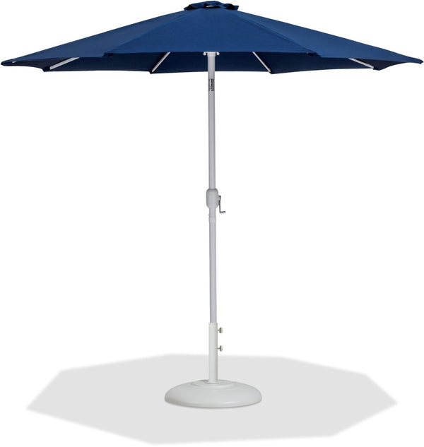 Meridian Furniture Fiji Outdoor Patio Umbrella with Base Navy Polyester Canopy Aluminum Pole Set 55015Navy-BW