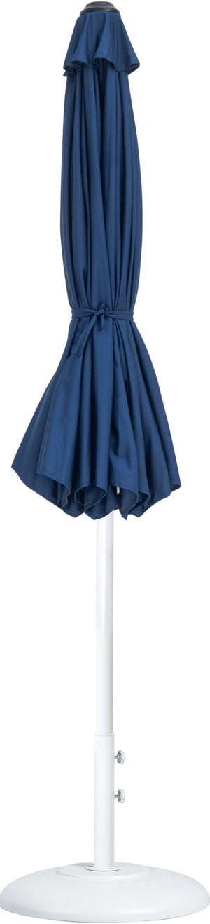 Meridian Furniture Fiji Outdoor Patio Umbrella with Base Navy Polyester Canopy Aluminum Pole Set 55015Navy-BW