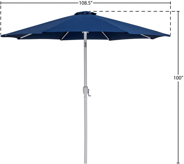 Meridian Furniture Fiji Outdoor Patio Umbrella with Uv Resistant Polyester Canopy and Teak Aluminum Pole Shade Navy 55015 55015Navy-U