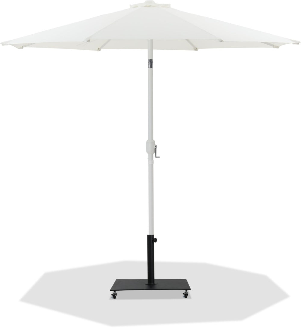 Meridian Furniture Fiji Outdoor Patio Umbrella with Water Resistant Canopy Aluminum Pole and Wheeled Base 55015White-AB