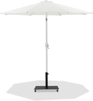 Meridian Furniture Fiji Outdoor Patio Umbrella with Water Resistant Canopy Aluminum Pole and Wheeled Base 55015White-AB