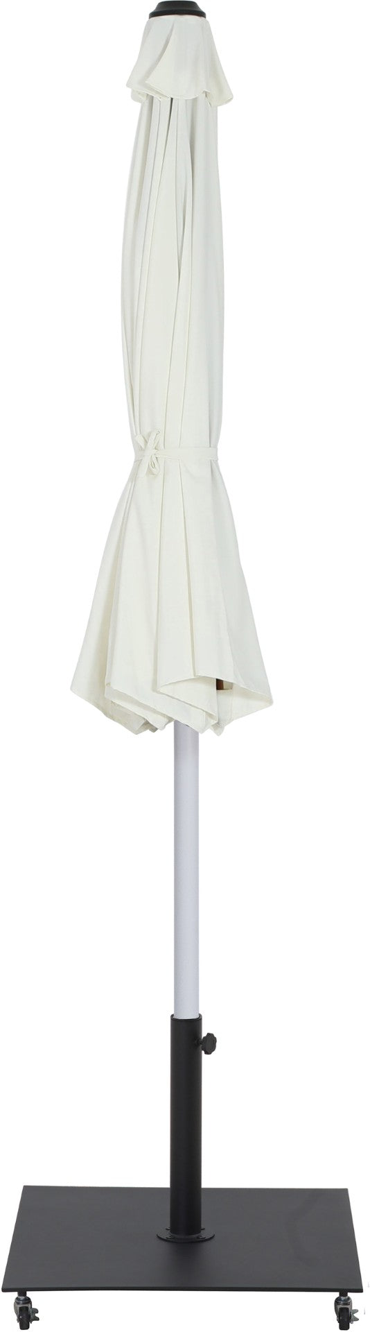 Meridian Furniture Fiji Outdoor Patio Umbrella with Water Resistant Canopy Aluminum Pole and Wheeled Base 55015White-AB
