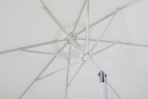 Meridian Furniture Fiji Outdoor Patio Umbrella with Water Resistant Canopy Aluminum Pole and Wheeled Base 55015White-AB