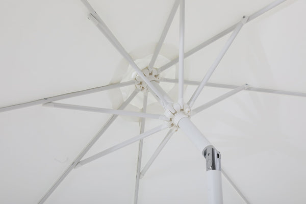 Meridian Furniture Fiji Outdoor Patio Umbrella with Water Resistant Canopy Aluminum Pole and Wheeled Base 55015White-AB