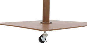 Meridian Furniture Fiji Outdoor Patio Umbrella with Teak Rolling Base Polyester Canopy Resort Style 55015White-AT