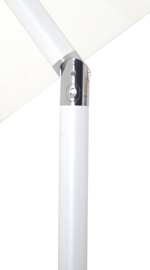 Meridian Furniture Fiji Outdoor Patio Umbrella with Teak Rolling Base Polyester Canopy Resort Style 55015White-AT