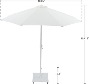 Meridian Furniture Fiji Freestanding Outdoor Patio Umbrella with Weighted Base and Weather Resistant Canopy 55015White-AW
