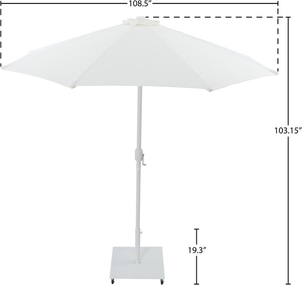 Meridian Furniture Fiji Freestanding Outdoor Patio Umbrella with Weighted Base and Weather Resistant Canopy 55015White-AW