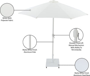 Meridian Furniture Fiji Freestanding Outdoor Patio Umbrella with Weighted Base and Weather Resistant Canopy 55015White-AW