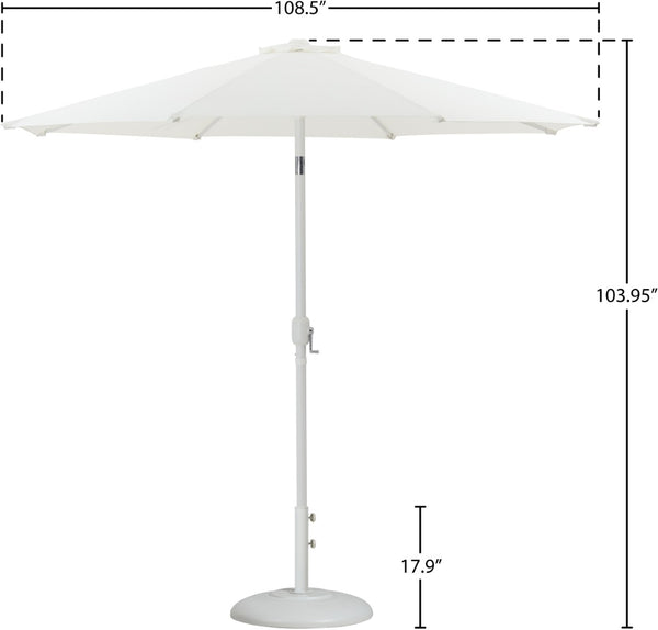 Meridian Furniture Fiji Outdoor Patio Umbrella with Uv Resistant Polyester Canopy and Freestanding Base 55015White-BW