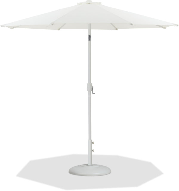 Meridian Furniture Fiji Outdoor Patio Umbrella with Uv Resistant Polyester Canopy and Freestanding Base 55015White-BW
