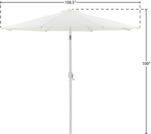 Meridian Furniture Fiji Outdoor Patio Umbrella with Uv Resistant Polyester Canopy and Teak Aluminum Pole Shade White 55015 55015White-U