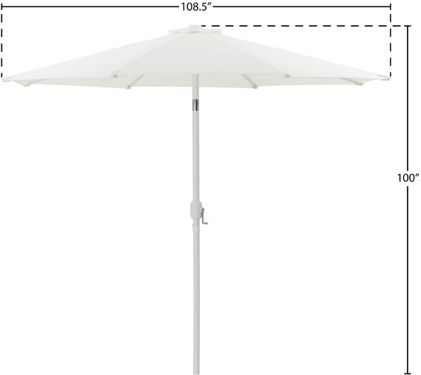 Meridian Furniture Fiji Outdoor Patio Umbrella with Uv Resistant Polyester Canopy and Teak Aluminum Pole Shade White 55015 55015White-U