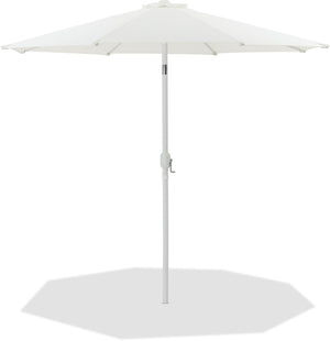 Meridian Furniture Fiji Outdoor Patio Umbrella with Uv Resistant Polyester Canopy and Teak Aluminum Pole Shade White 55015 55015White-U