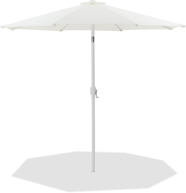 Meridian Furniture Fiji Outdoor Patio Umbrella with Uv Resistant Polyester Canopy and Teak Aluminum Pole Shade White 55015 55015White-U