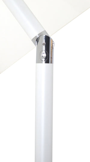Meridian Furniture Fiji Outdoor Patio Umbrella with Uv Resistant Polyester Canopy and Teak Aluminum Pole Shade White 55015 55015White-U