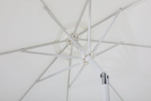 Meridian Furniture Fiji Outdoor Patio Umbrella with Uv Resistant Polyester Canopy and Teak Aluminum Pole Shade White 55015 55015White-U