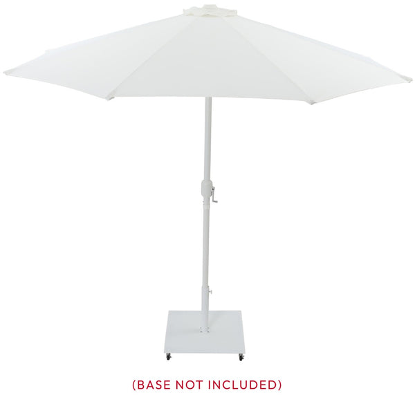 Meridian Furniture Fiji Outdoor Patio Umbrella with Uv Resistant Polyester Canopy and Teak Aluminum Pole Shade White 55015 55015White-U