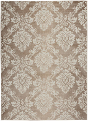 Homeroots 5' X 7' Taupe And Ivory Damask Distressed Non Skid Area Rug  Polypropylene,Polyester 550161