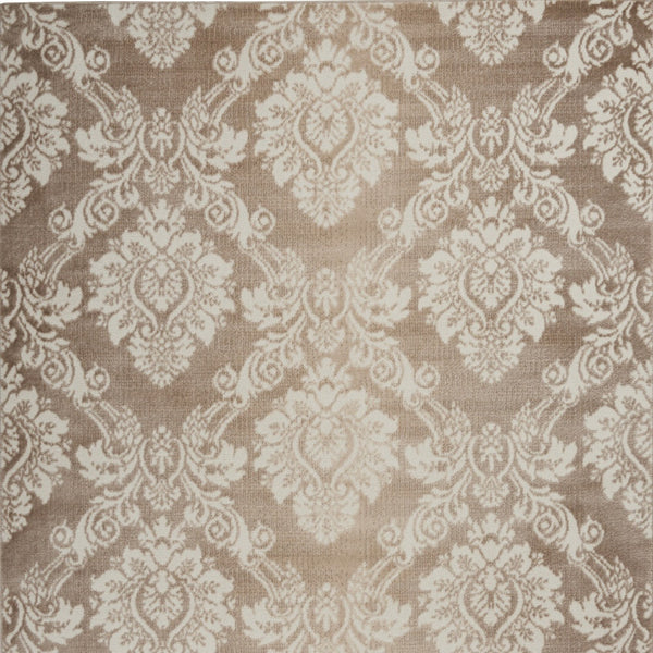 Homeroots 5' X 7' Taupe And Ivory Damask Distressed Non Skid Area Rug  Polypropylene,Polyester 550161